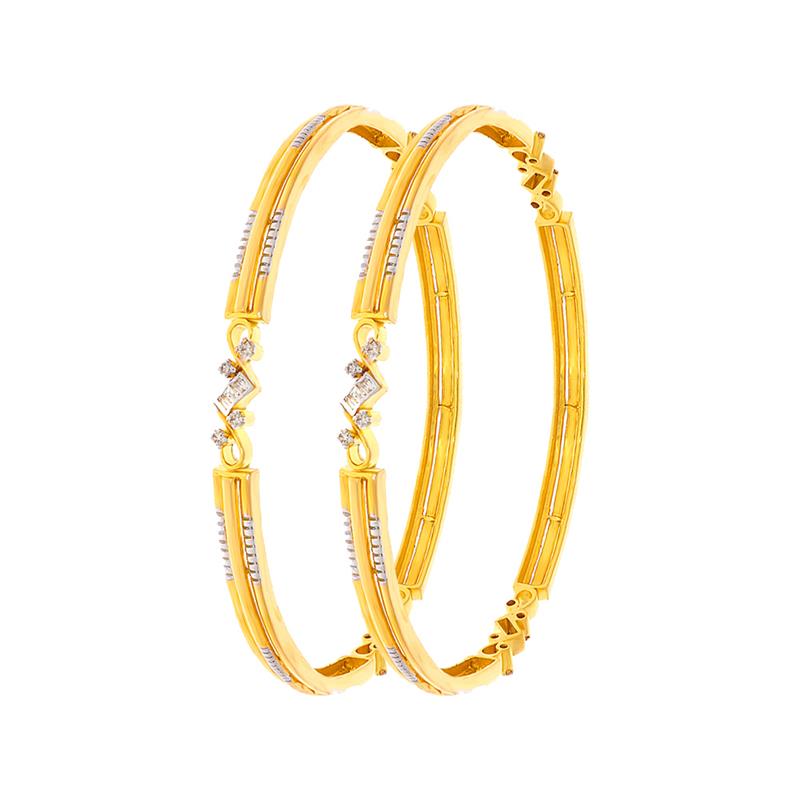 Eternal Bliss Gold Diamond Bangle (Set Of Two)