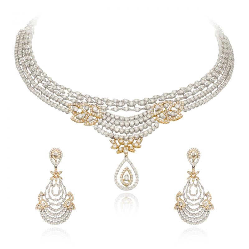 LEAF DIAMOND NECKLACE SET