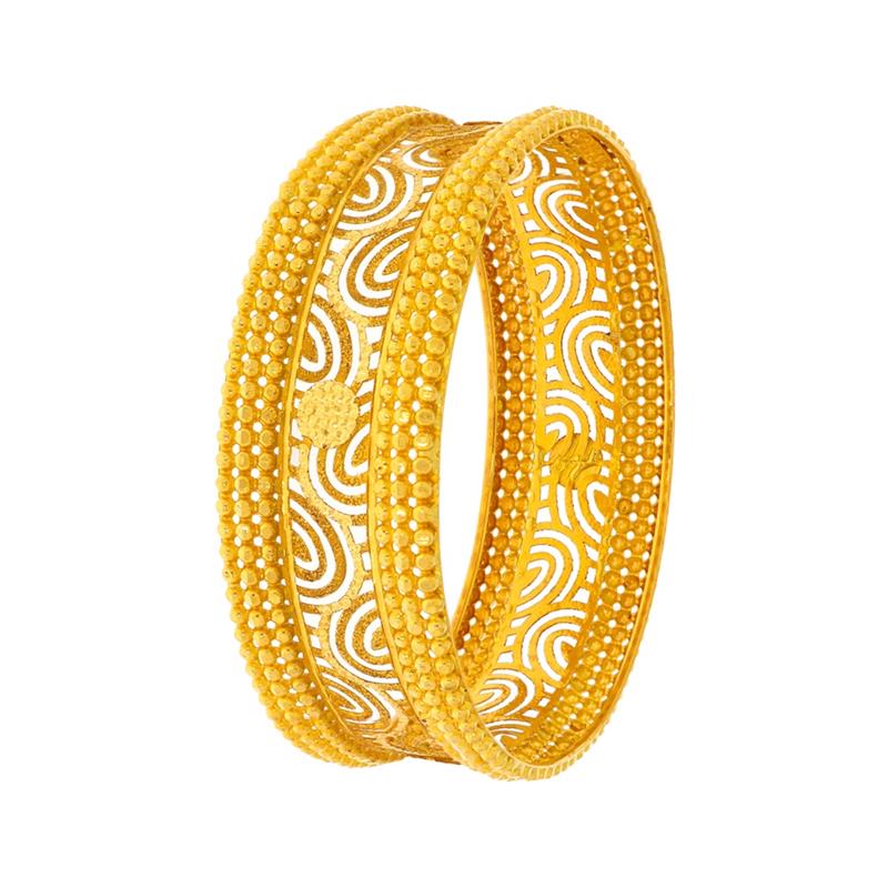 Traditional Textured Cutout Embossed Gold Bangle