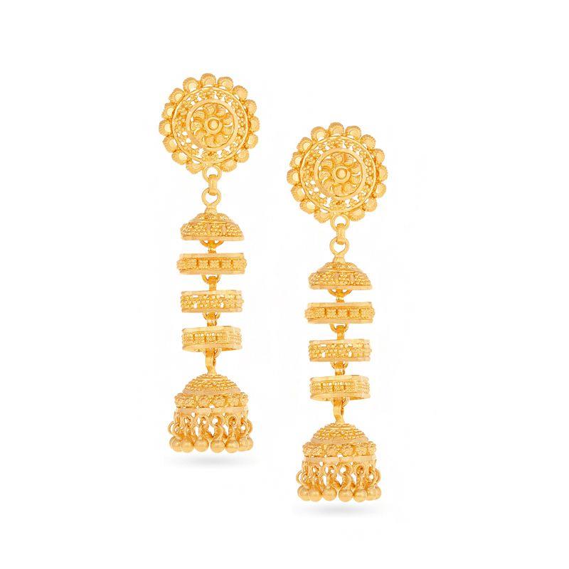 3-Tier Gold Jhumkas