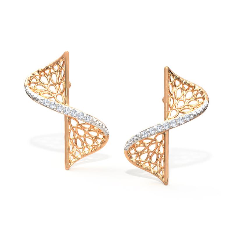 Swerve Twist Diamond Stud Earrings