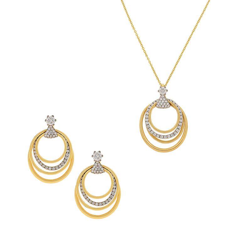 Circular Diamond Pendant Set