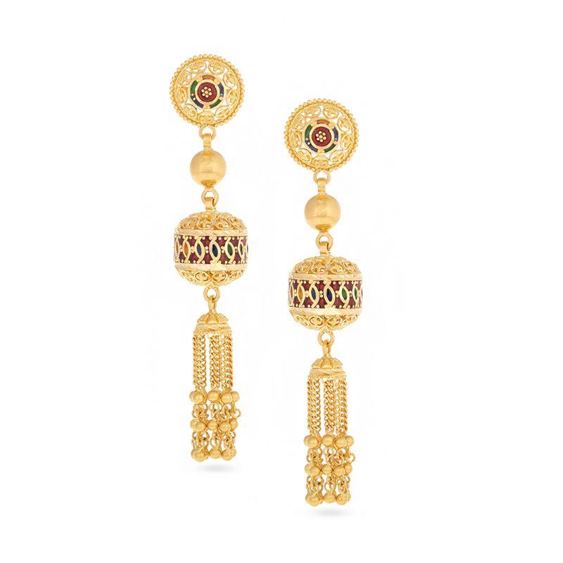 Slender Meenakari Tassel Drops