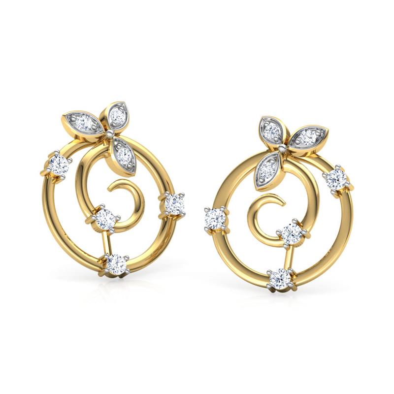 Glittering Petals Diamond Stud Earrings