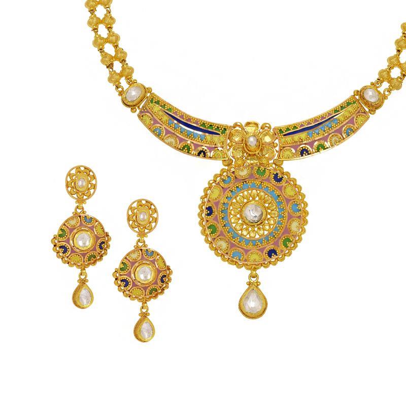 Pastel Meenakari Gold Necklace