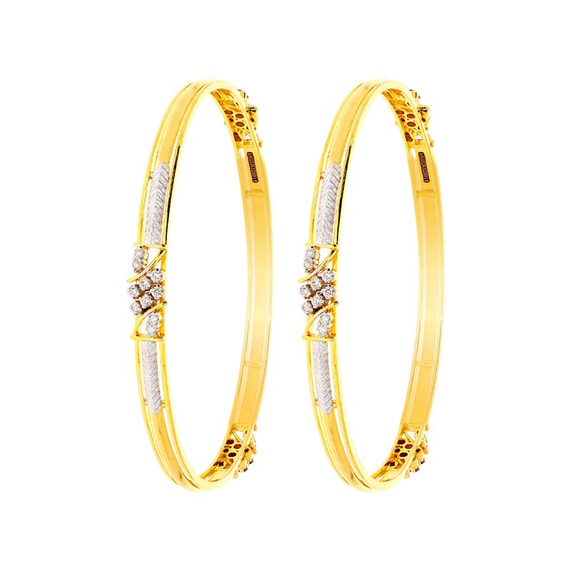 Unique Equidistant Diamond Gold Bangle