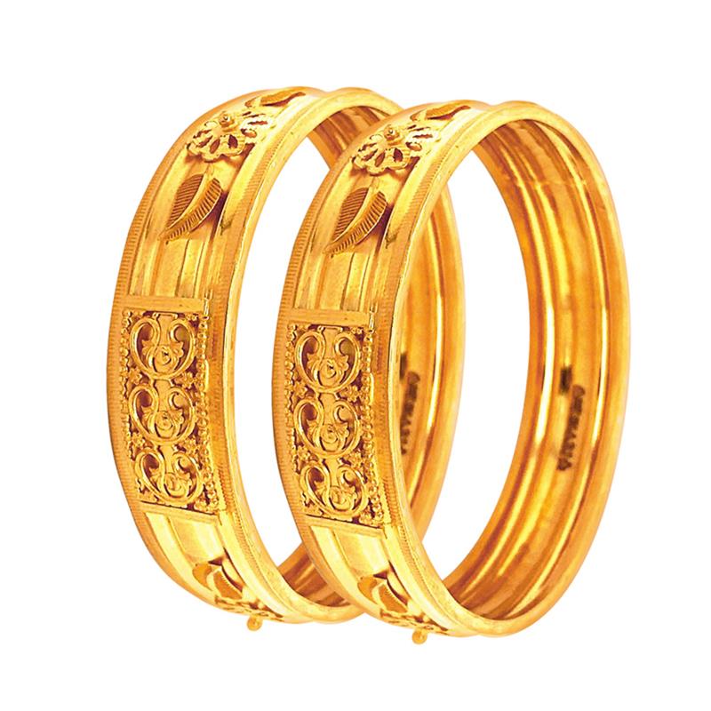 Traditional Textured Yellow Gold 22kt Bangle