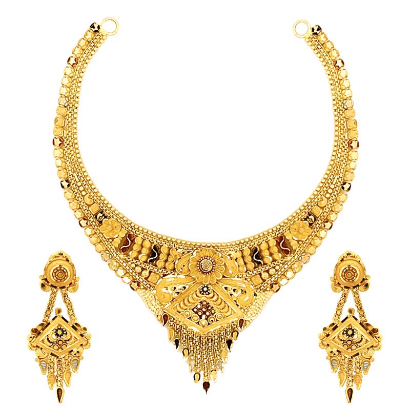 Stunning Traditional Yellow Gold 22kt Necklace Set