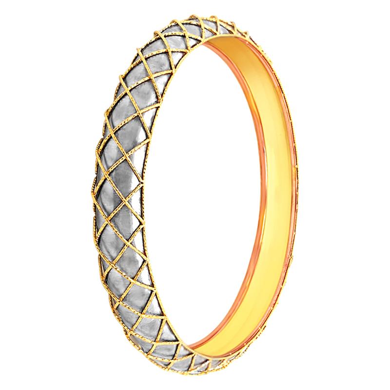 Trendy Satin Feel Gold Twist Crisscross Wire Bangle 1