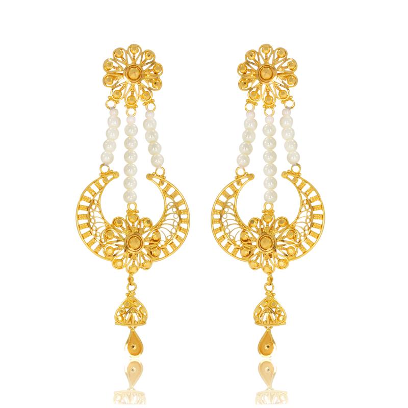 Floral Chandelier Gold Earrings