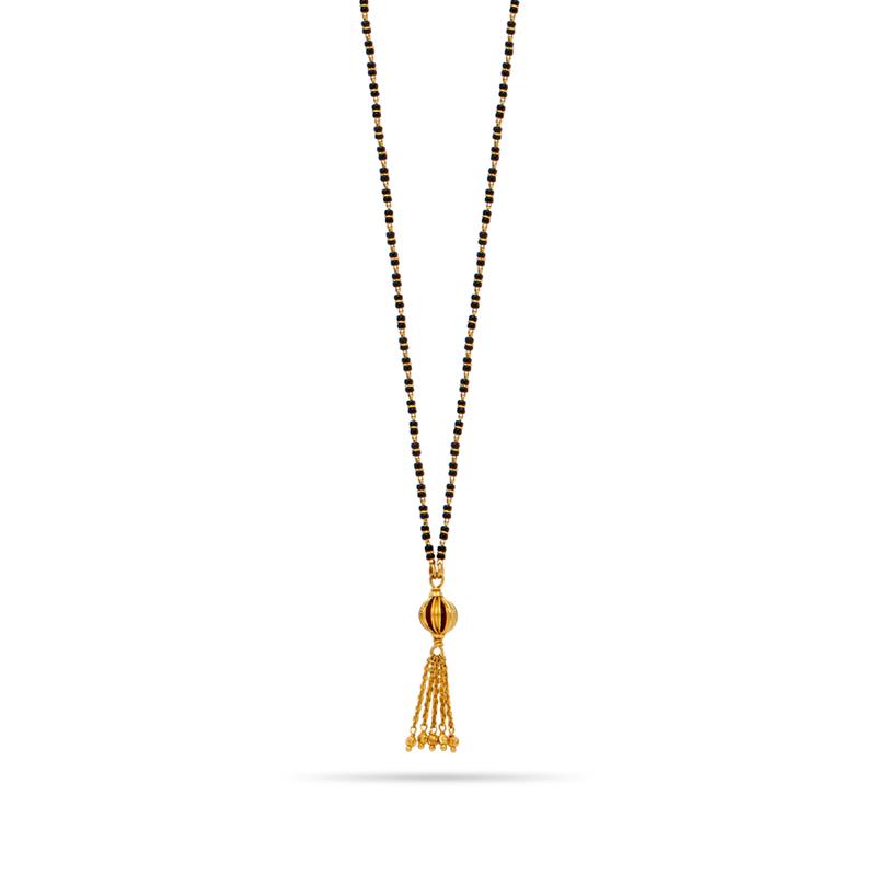 Stunning Gold Tassel Black Bead Pendant Mangalsutra