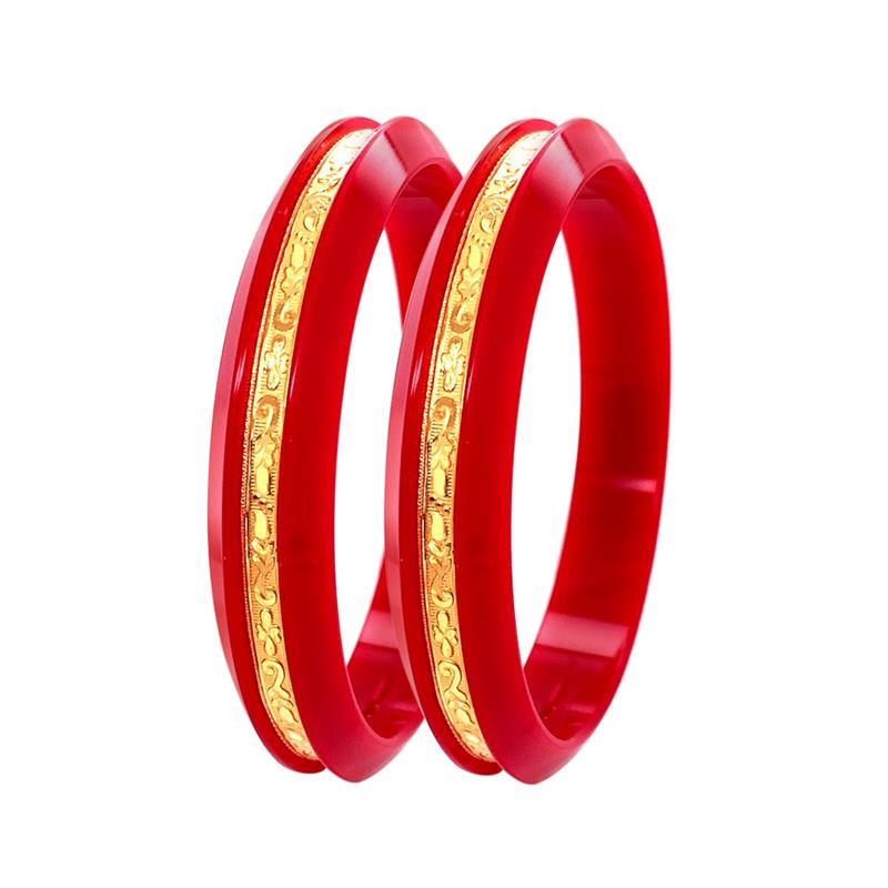 Elegant Traditional Yellow Gold 22kt Pola Bangle (Set Of 2)