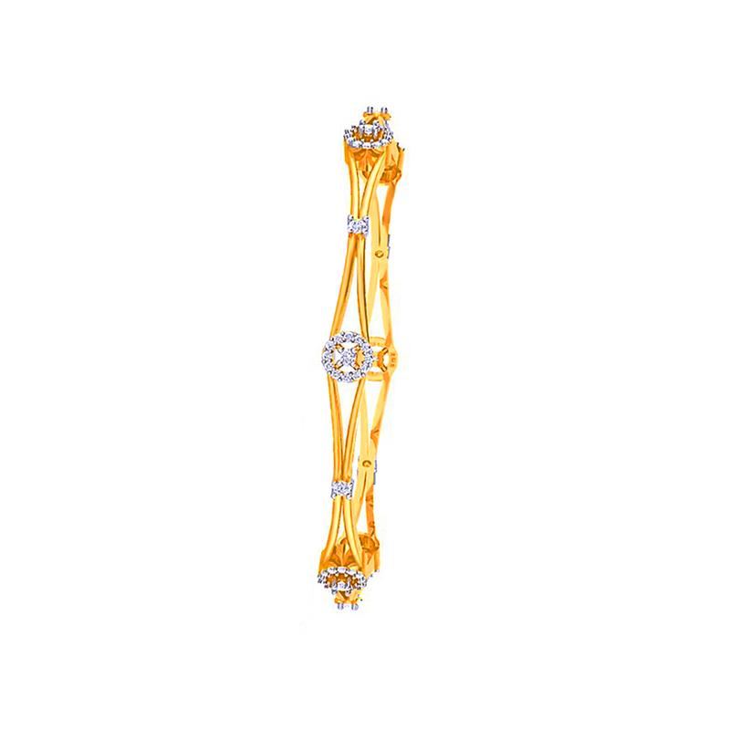 Glittering Geometric Cutout Yellow Gold 18kt Diamond Bangle