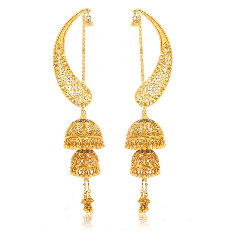 Ancient Charm Gold Kaan Jhumka Earrings