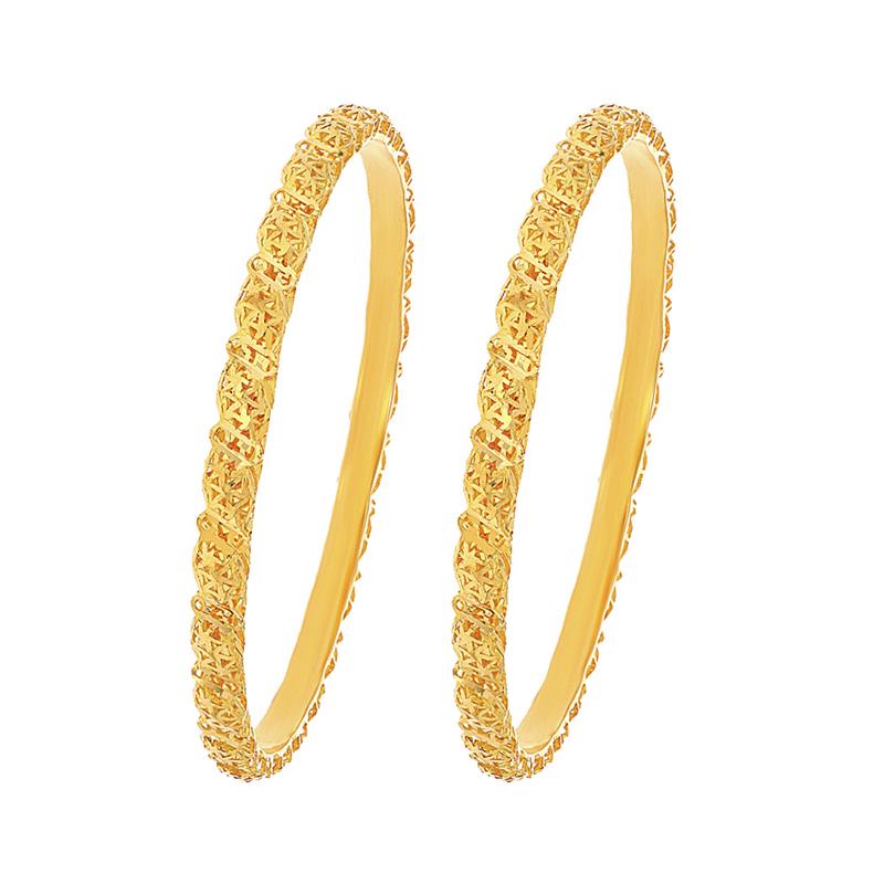 Ritualistic Cutout Gold Bangle (Set Of Two)