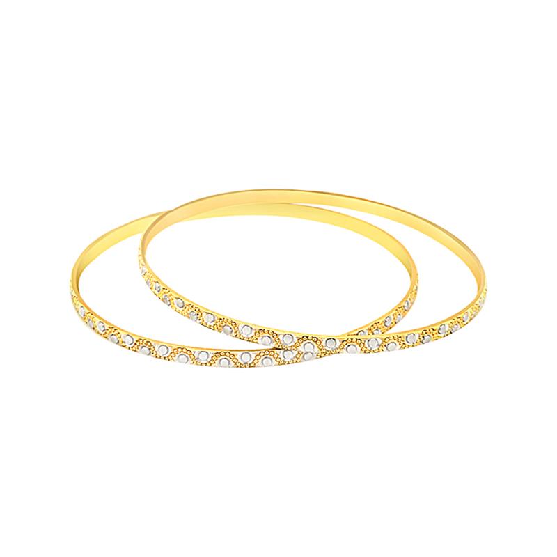 Delicate Rhodium Polish Gold Bangle (Set Of Two)