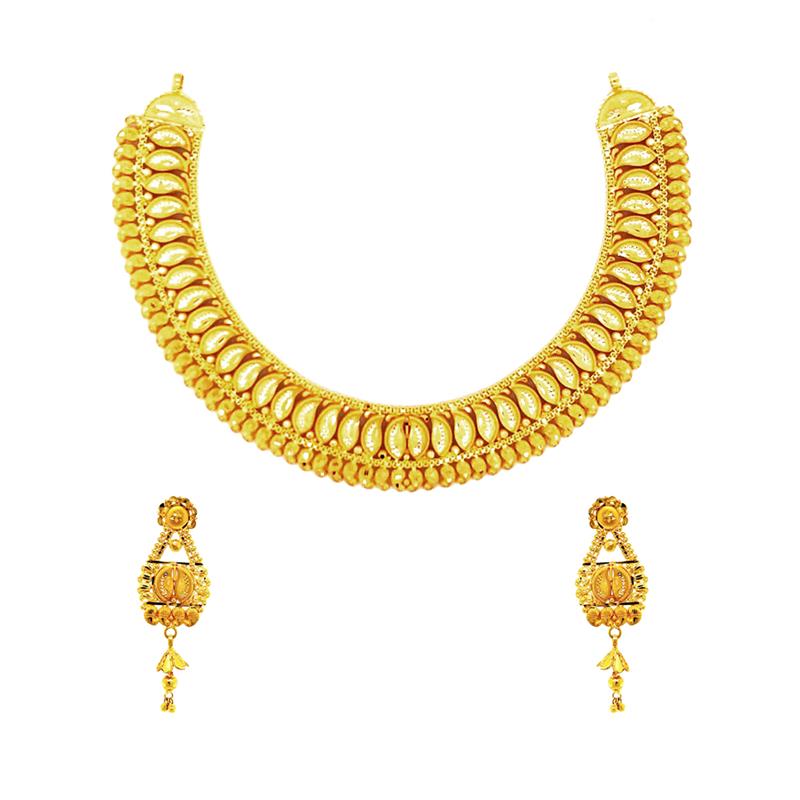 Stunning Traditional Yellow Gold 22kt Necklace Set 1