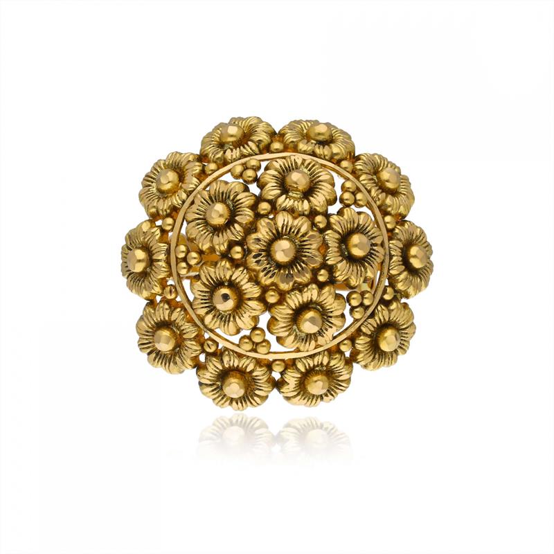 ANTIQUE-STYLED FLOWER GOLD RING