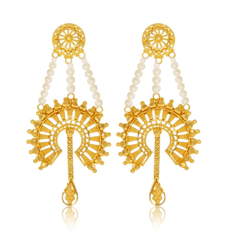 Beaming Sun Gold Chandelier Earrings