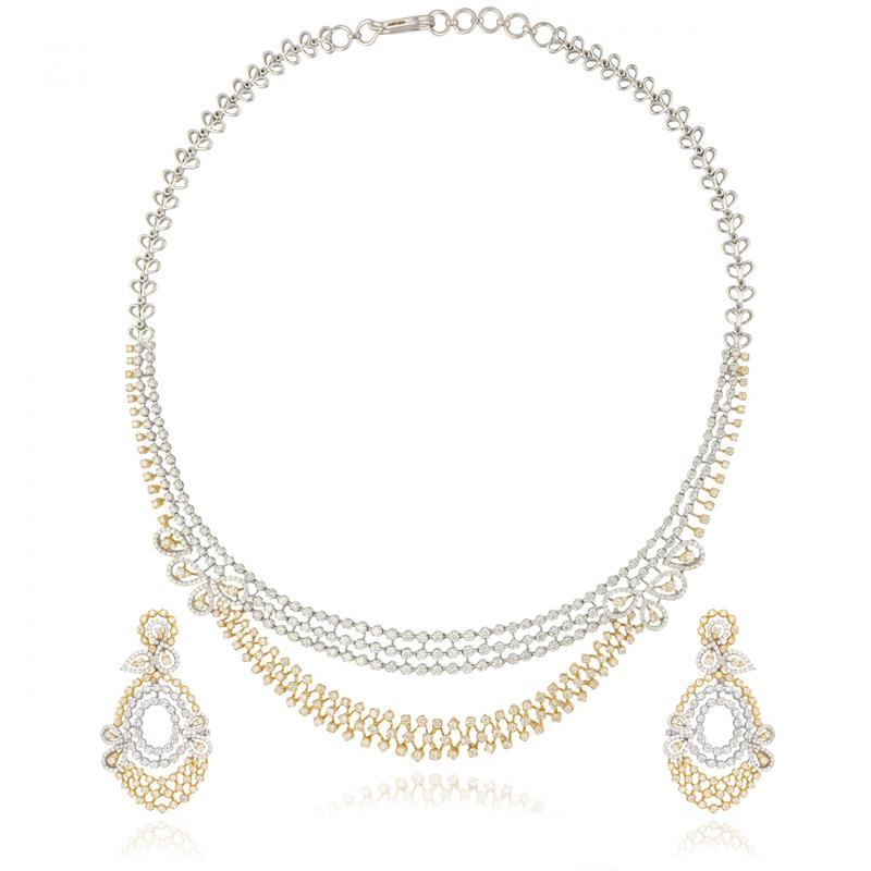 DUAL TONE DIAMOND NECKLACE SET