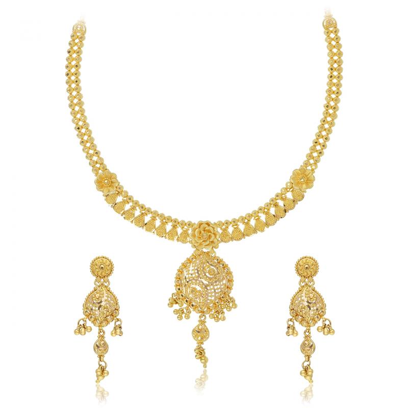 CLASSIC FLOWER GOLD NECKLACE SET