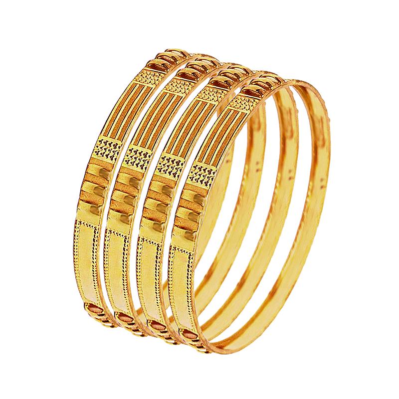 Traditional Textured Gold Bangle (Set Of Four)