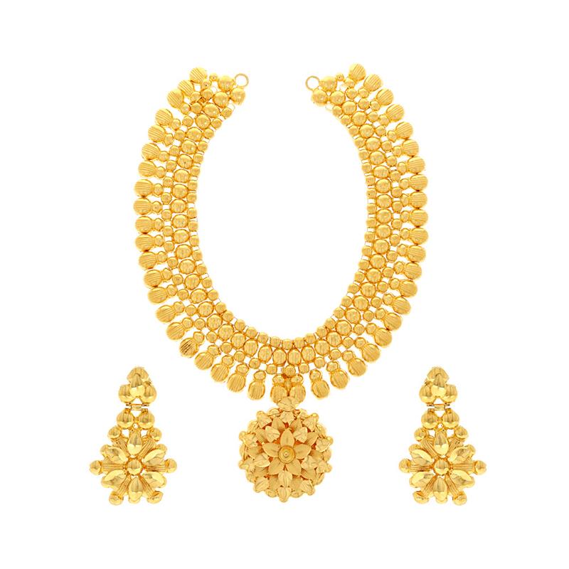 Enhanced Traditional Floral Gold Necklace Set