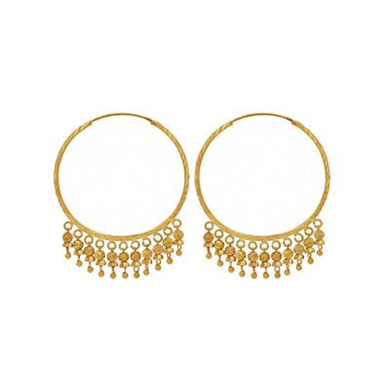 Fringe Balls Gold Hoops