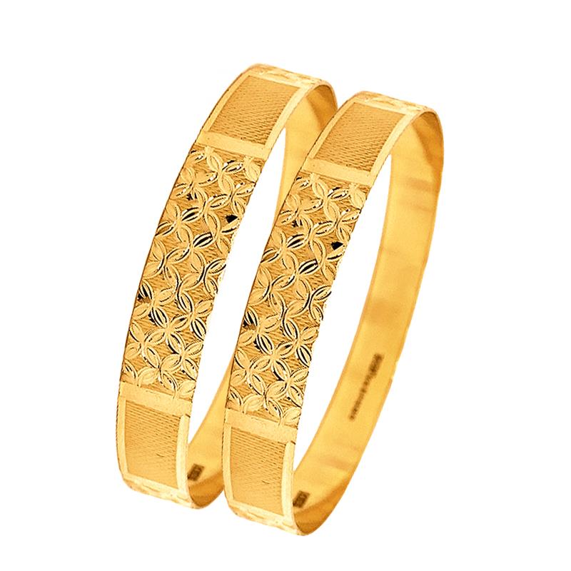 Traditional Floral Textured 22kt Yellow Gold Bangle