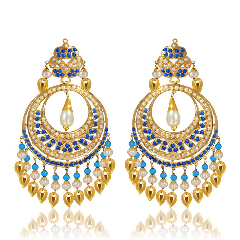 Azure Gold Chandelier Earrings