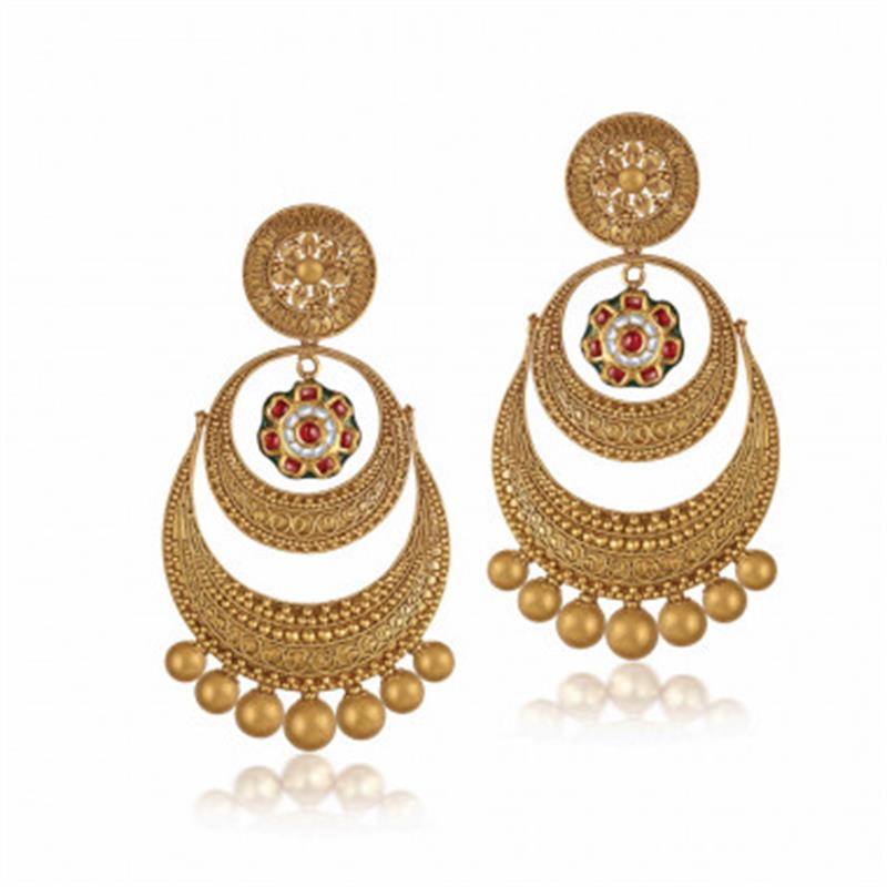 The Azva 22 KT Gold Stacked Crescent Earrings