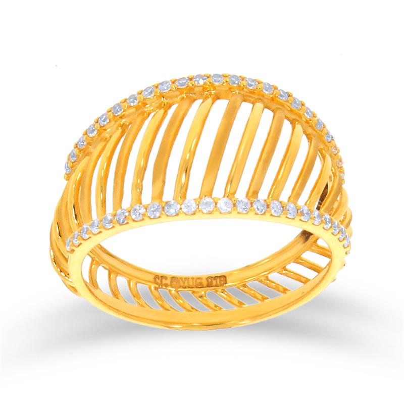 Round Stripe Gold Ring