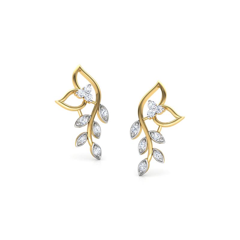 Classic Leaves Diamond Stud Earrings