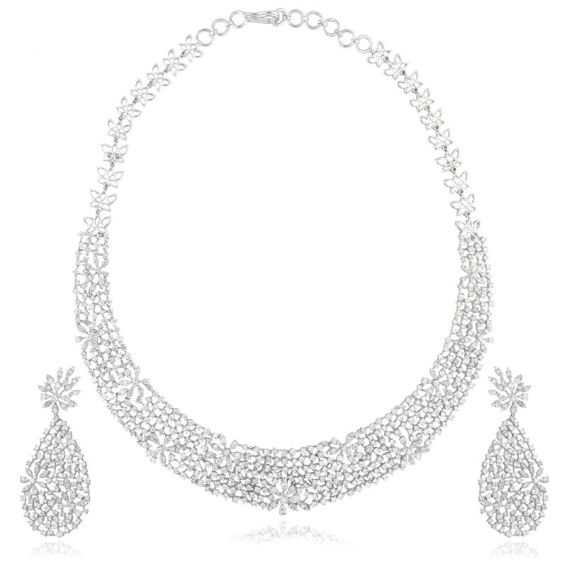 CLUSTER DIAMOND NECKLACE SET