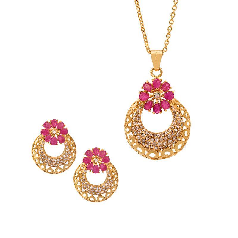 Chandbali Diamond Pendant Set