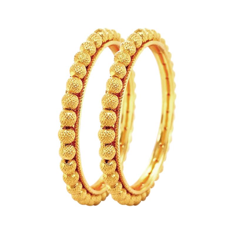 Ceremonial Traditional Yellow Gold 22kt Bead Bangle (Set Of 2)