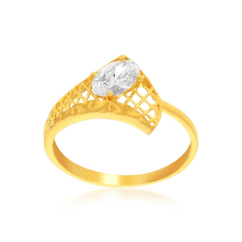 The Jaal and White Circular Stone Gold Ring