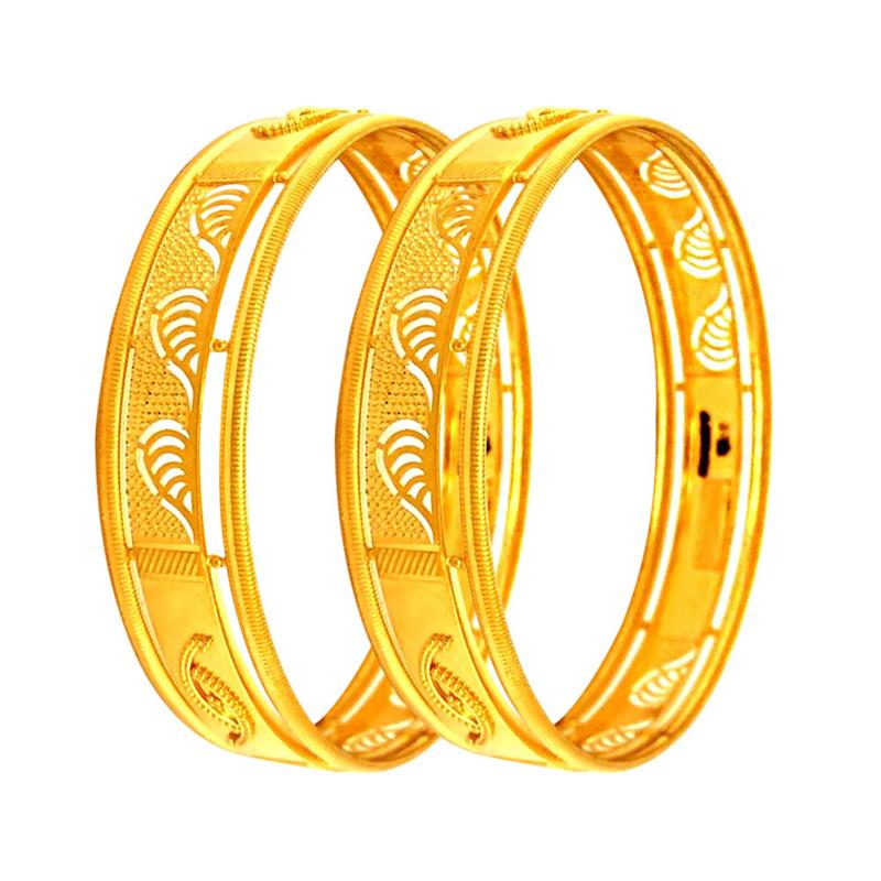 Traditional Textured Wedding 22kt Yellow Gold Bangles