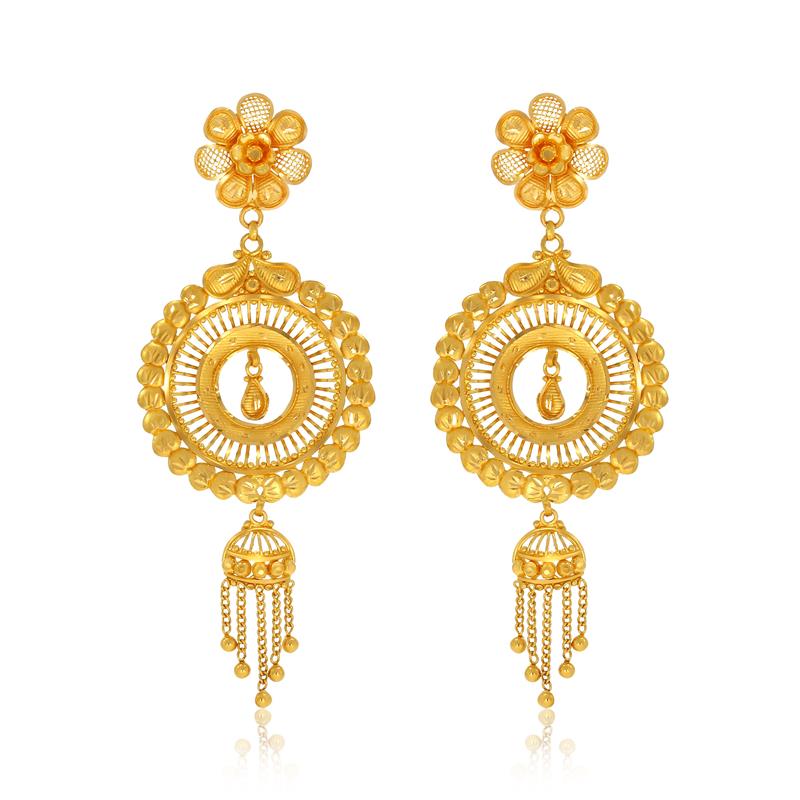 Stripped Chandelier Gold Earrings