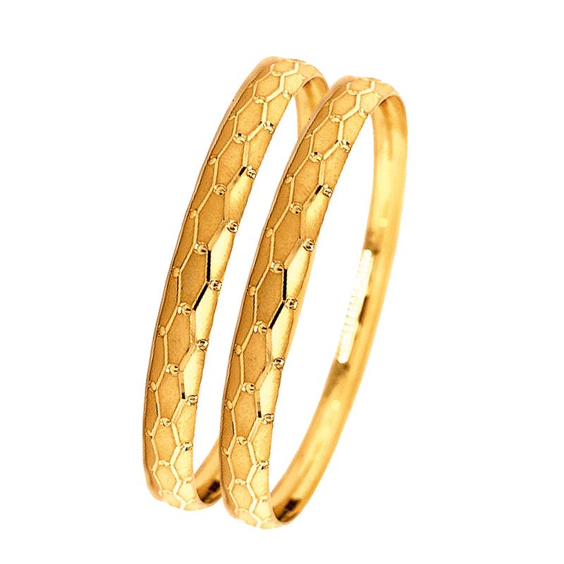 Traditional Hexagon Matte Finish 22kt Yellow Gold Bangle