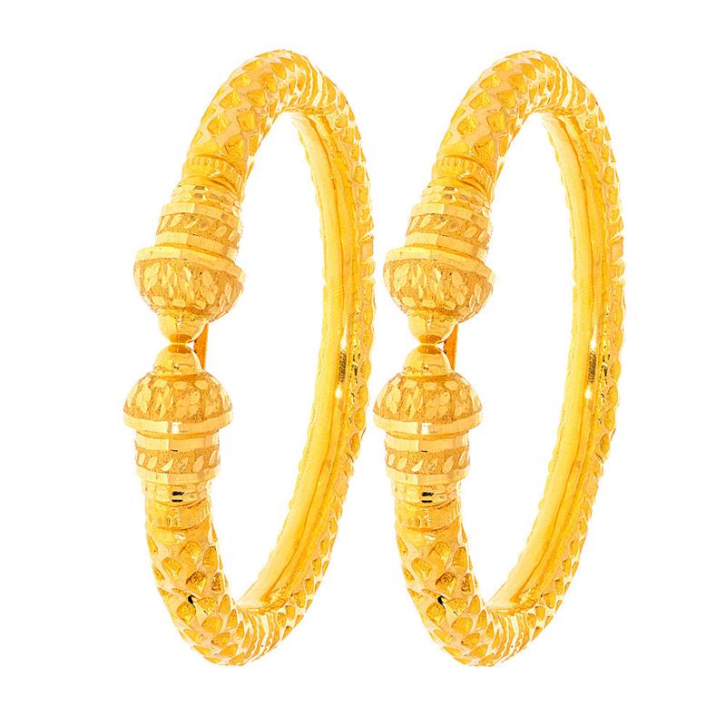 Traditional Engraved Textured Gold Kada (Set of Two)