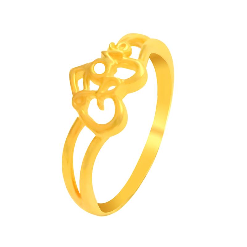 Glossy Finish Heart Desing Yellow Gold 14kt Ring