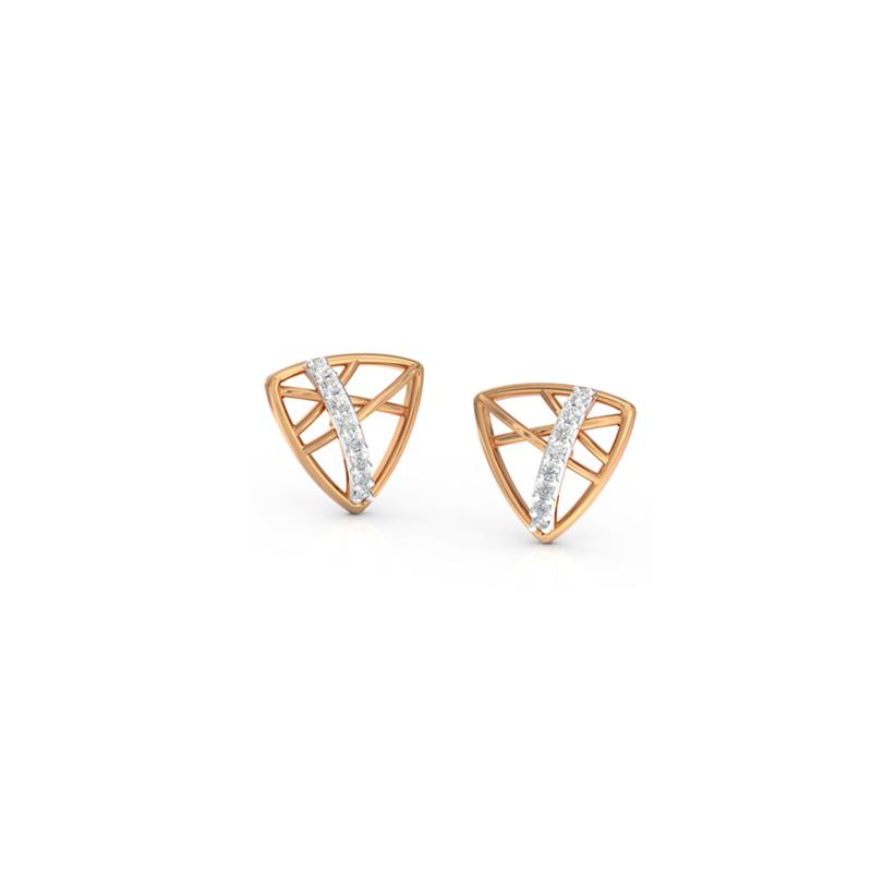 Trigonal Diamond Stud Earrings