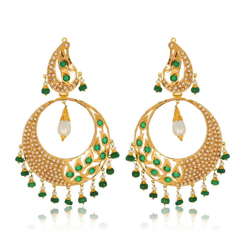 An Embellished Gold Chandbali Earrings