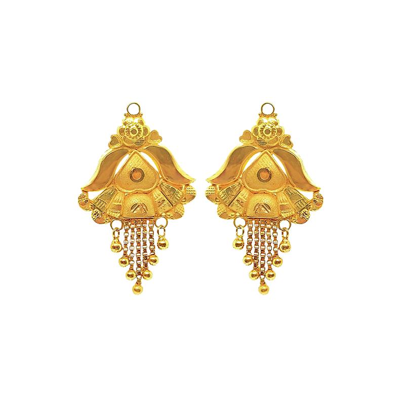 Traditional Embossed Yellow Gold 18kt Earring