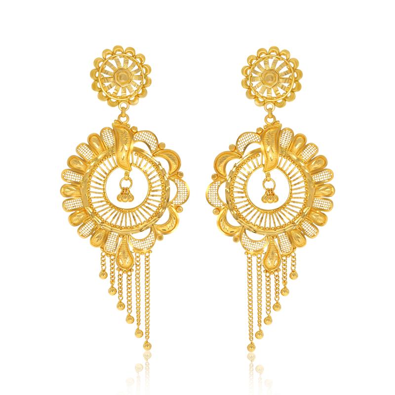 Sunflower Chandelier Gold Earrings