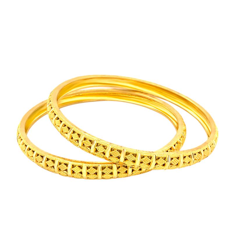 Traditional Gold Embossed Cutout Bangle (Set Of Two)