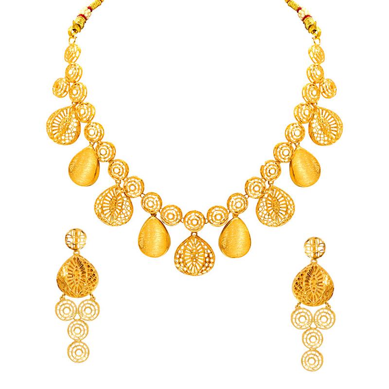 Stunning Gold Cutout Necklace Set