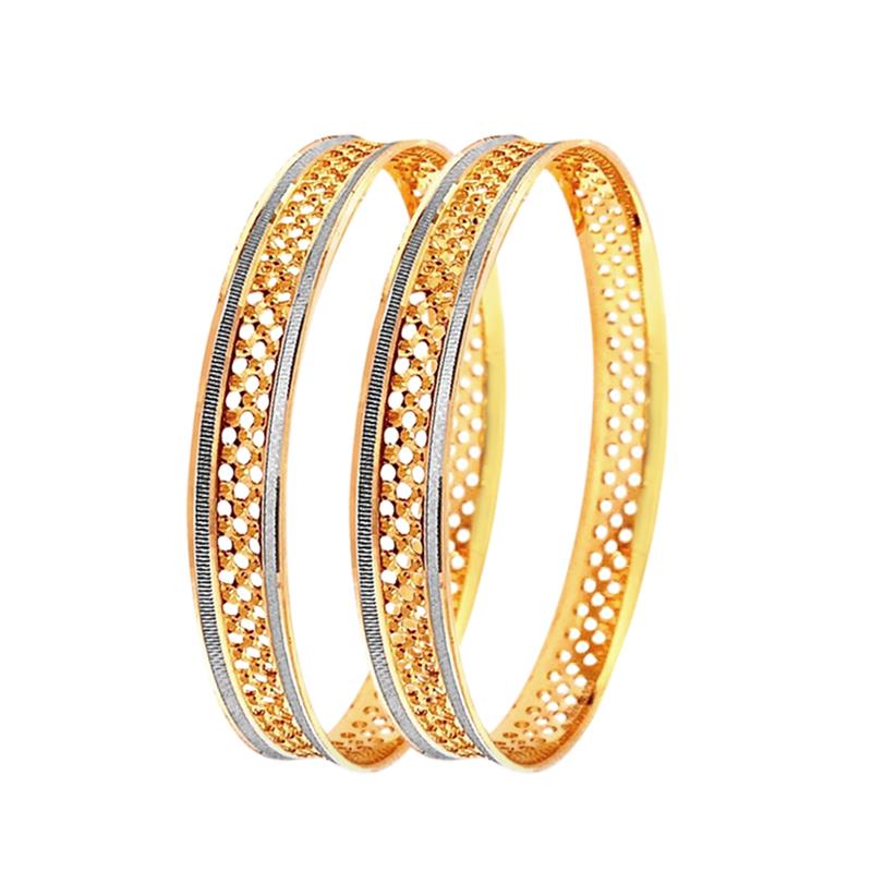 Ceremonial Traditional Two Tone Gold 22kt Bangle (Set Of 2)