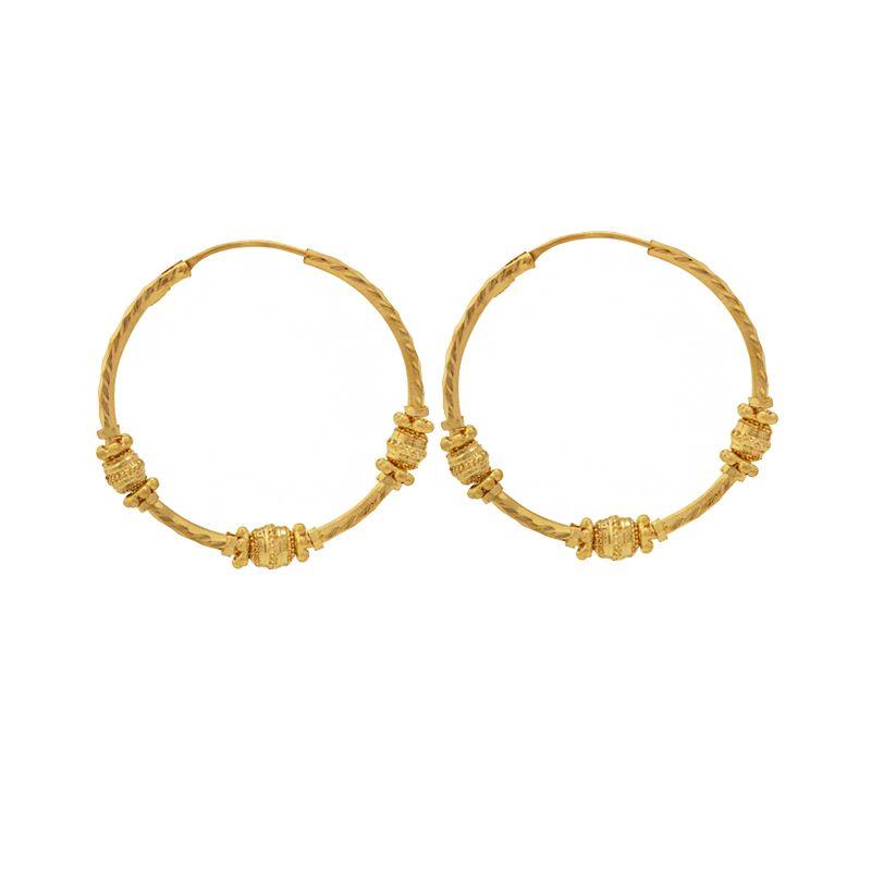 Beaded Gold Hoop Earrings